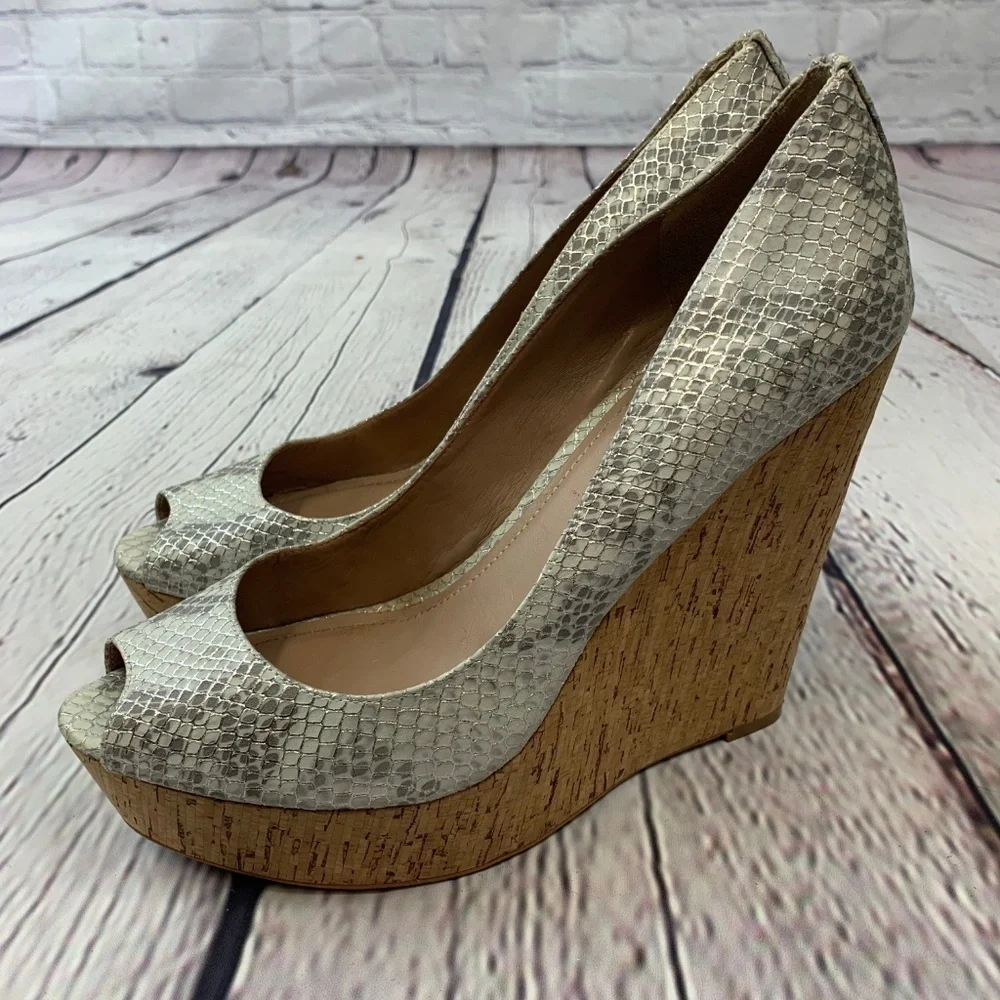 Vince Camuto Snake Skin Cork Wedges - Picture 4 of 7